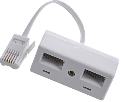 Walmendrix 2-Way UK Telephone Socket Splitter, RJ11 Male to Dual Female Adapter for Landline Phones, Fax Machines, and Modems