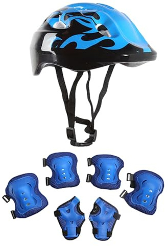 Attrezzatura protettiva per skateboard, per 5-13 bambini, 7 pezzi, protezione completa con caschi regolabili, 2 protezioni per il polso, 2 gomitiere, 1 paio di ginocchiere per bicicletta, scooter
