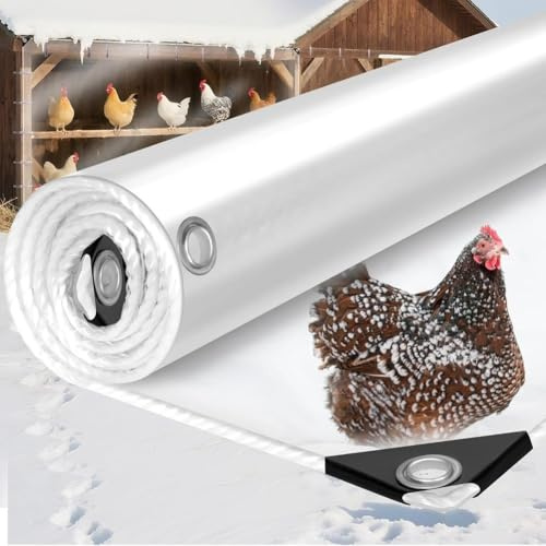 Vilgftyiet Bâche épaisse en PVC transparent 2 x 3 m pour poulailler - Bâche imperméable et coupe-vent avec bords renforcés et anneaux métalliques - Avec balles élastiques et corde - 2 x 3 m