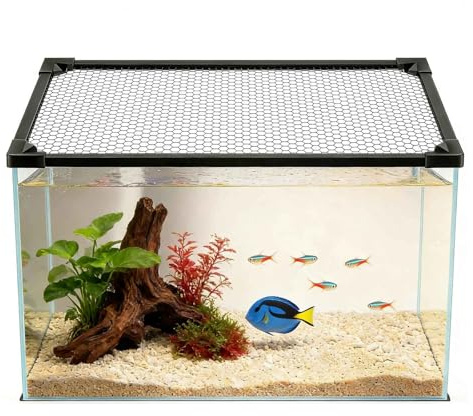 Aquarium-Deckel, Anti-Sprung-Netz für Aquarien mit magnetischen Kanten, verhindert das Springen von Fischen und das Entkommen von Reptilien(30x18CM/11.81x7.09in)