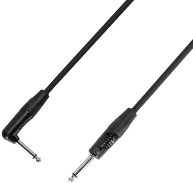 Adam Hall Cables 4 STAR IPR 0300 - Instrumentenkabel, Rean 6,3mm Klinkenstecker mono auf 6,3mm Winkelklinkenstecker mono, schwarz, 3m