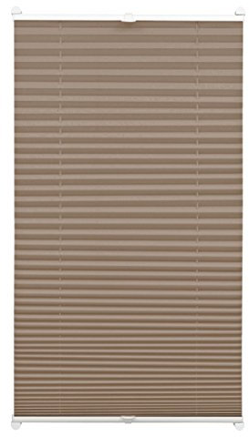 GARDINIA EASYFIX Plissee ohne Bohren, Zum Klemmen, Blickdichtes Falt-Rollo, Inkl. aller Montage-Teile, 2 Bedienschienen, Taupe, 50 x 130 cm