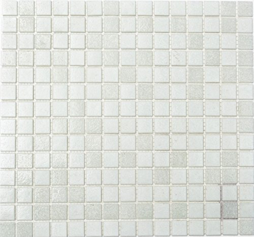 Mosaik Quadrat mix weiß Glasmosaik mit Effekt Spots Fliesenspiegel, Mosaikstein Format: 20x20x4 mm, Mattengröße: 327x305 mm, 10 Mosaikmatten
