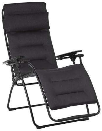 Lafuma MOBILIER - Gepolsterte Zero-Gravity-Relaxliege-Garten - Futura - AirComfort® - Schwarz Acier LFM3124_6135-5 Jahre Garantie