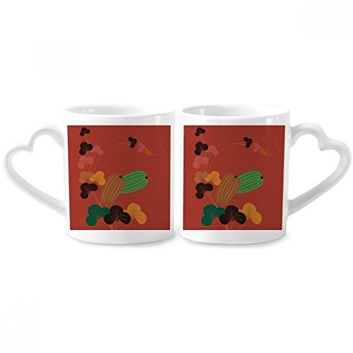 DIYthinker Painting Japanese Culture Pumpkin Couple Mugs Ceramic Lover Cups Heart Handle 12oz Gift