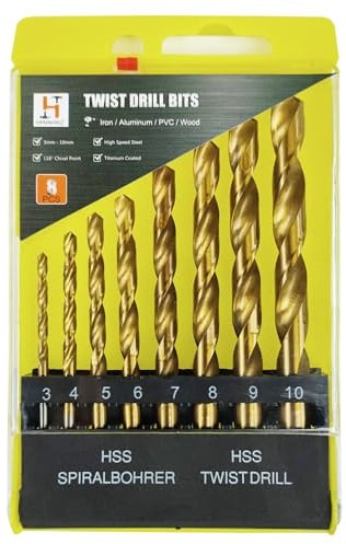 Hymnorq 8-Piece Metric Twist Drill Bit Set (3mm-10mm) with Indexed Storage Case, Budget-Friendly HSS 4241 Roll-Forged Bits with Anti-Rust Gold Finish for Wood, Plastic & Soft Metals