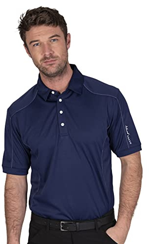 Island Green IGTS1648 Mens Top Stitch Performance CoolPass Golf Polo Shirt, Ink, XXL