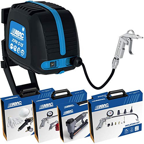 ABAC Set Compressore Aria da Parete ABAC Multiair XPN015 1,5HP + Kit Premiun Attrezzi Pneumatici Gonfiatore + Pittura + Chiodatrice e Per Bicicletta XPN ABAC