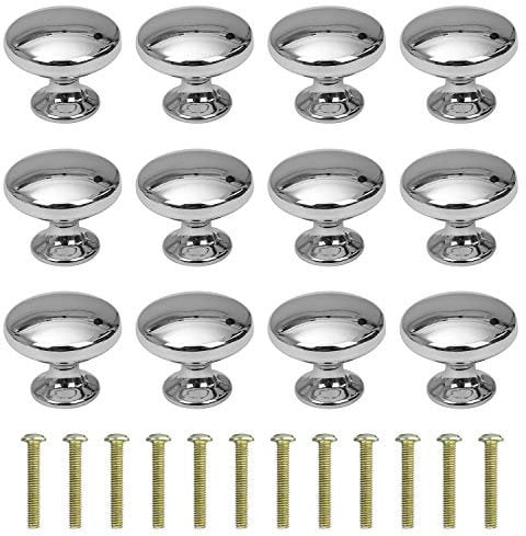 MengH-SHOP Schubladenknopf Runde Kabinett Knöpfe 30mm Moebelknopf mit Legierung Schraube für Schrank Schublade Küche 12 Stück Silber