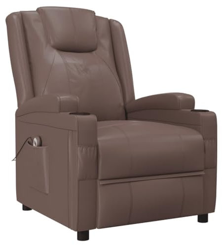 vidaXL Aufstehsessel, Elektrischer Sessel mit Aufstehhilfe, Relaxsessel mit Liegefunktion, Verstellbar Fernsehsessel Seniorensessel, Braun Kunstleder
