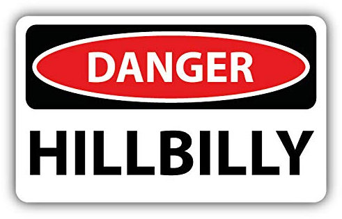 10cm! Klebe-Folie Wetterfest Made-IN-Germany Danger Caution Achtung Vorsicht Hillbilly Zeichen G818 UV&Waschanlagenfest Auto-Aufkleber Sticker Decal