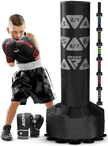 RDX Enfants Sac de Frappe sur Pied avec Entraînement Gants pour Muay Thai, Kickboxing, Arts Martiaux y MMA, 4ft Junior Lourd Devoir Autoportant Sac de Boxe pour Fitness y Taekwondo Training