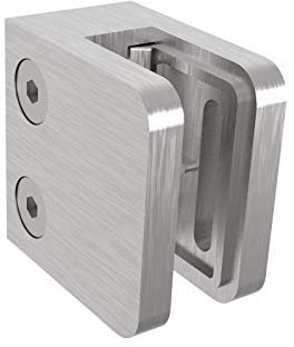 Sellon24® Edelstahl V2A Eckig Glasklemme für Glas Halterung Wand Glasplatte Glasscheiben Befestigung 30x30 mm MOD29 Glas 4-8mm 42,4/Flach