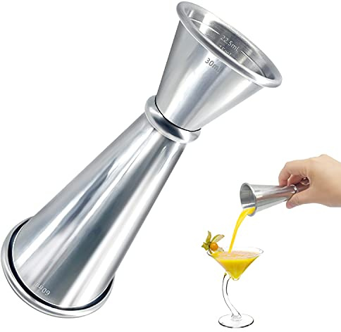 Stainless Steel Cocktail Jigger, Japanese Style Jigger, Professional Graduated Jigger Barman, Built-in Scale 30ml, 60ml, 15ml, 25ml, 45ml (Silver) (30/60ML)