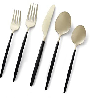 Cambridge Silversmiths Gaze Black Champagne Satin 20-teiliges Besteckset für 4 Personen