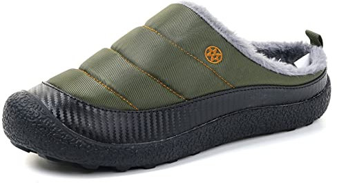 Gaatpot Invierno Unisex Zapatillas de Casa Antideslizantes Cálido Fluff Pantuflas Zapatos de Casa Interior Suave Algodón Zapatilla Verde-nuevo 46EU