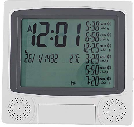 TOPINCN Azan Clock Gebetstimer, Digitaler Muslimischer Gebetswecker Tischuhr Kalenderalarm für Zuhause, Büro, Schule, Krankenhaus