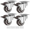 GBL Heavy Duty Castor Wheels with 4 Brakes + Screws - 50mm up to 200KG - Pack of 4 No Floor Marks Silent Caster for Furniture - Rubbered Trolley Wheels - Silver Castors