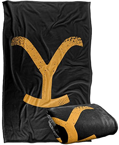Yellowstone Decke, 91,4 x 147,3 cm, Yellowstone Y-Logo, seidig, superweich