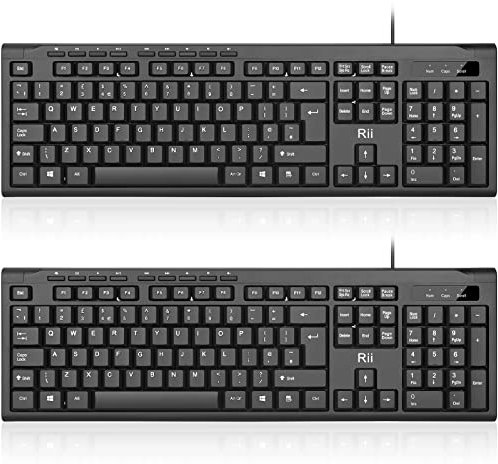 RK907 USB Wired Keyboard Full Size Office Keyboard Compatible with Mac PC Tablet Windows Android UK Layout