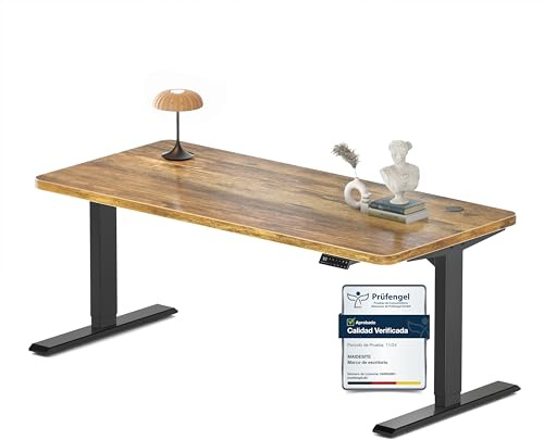 MAIDeSITe S2 Pro Höhenverstellbarer Schreibtisch 160 x 80 cm, 2 Motoren | Schreibtisch Höhenverstellbar, 25 mm Einteilige Tischplatte, Traglast 160 kg, 4 Memory-Steuerung, Sitz-Steh-Erinnerung, USB-C