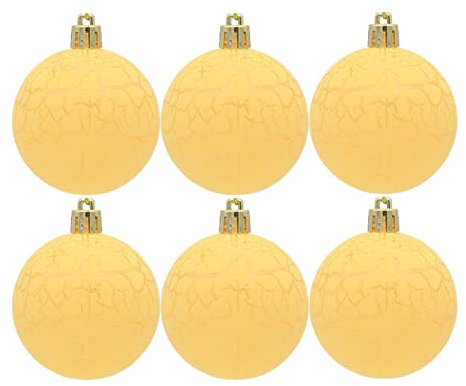SpirWoRchlan Christmas Decorations, 6Pcs 6cm Xmas Balls Crack Texture Easy Hanging Festive Bright Color Plastic Christmas Baubles Pendants Party Supplies Xmas Gifts Christmas Stocking Fillers, Yellow