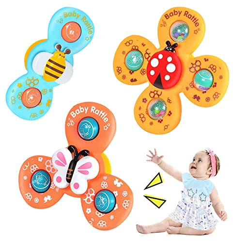 3 Pcs Jouets De Bain Spinner avec Ventouse Abeille Papillon Coccinelle Motif Cadeaux d'anniversaire pour Garçons Et Filles Jouets De Douche Bébé Jouets Sensoriels