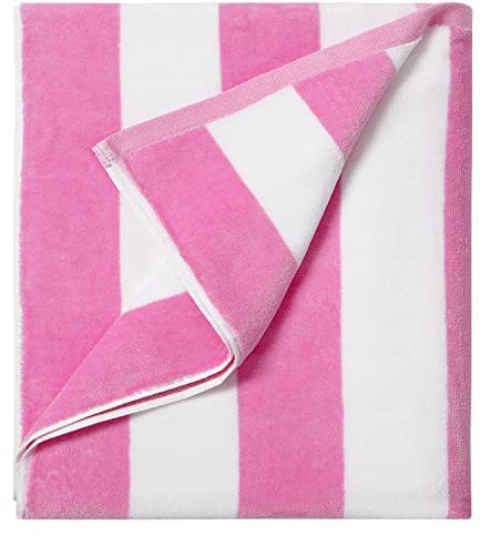 LULUHOME Großes übergroßes Strandtuch – große Baumwolle, 91,4 x 178,8 cm, gestreiftes Pool-Handtuch, großes Cabana, weiches Badetuch für Erwachsene, Herren, Damen, Rosa