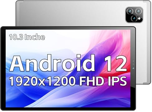 kinstone 10.3 Zoll Android 12 Tablet, 4G LTE, 7500mAh, Octa-core, 6GB RAM+128GB ROM, FHD IPS, 5MP+13MP Dual Kamera, 2.4G+5G WiFi, Bluetooth 5.0 GPS, Silber
