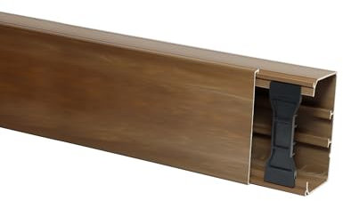 KOMIB 110 x 60 mm Kabelkanal /4 Farben/Kabelschacht / (mit Montagelochung im Boden) / je Stange 2 Meter (Braun (Holz Design), 1 x 2M = 2m)