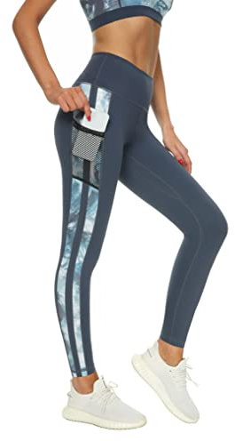 Buepeara Sport Leggings Damen Sporthose mit Taschen, High Waist Tights Laufhose Fitnesshose Für Sport & Alltag -1988-06(Orange)/XS -3153-0553 (Blau)/XL