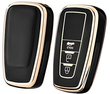 OATSBASF Autoschlüssel Hülle für Toyota, 3-Tasten Schlüsselhülle für Toyota Avalon, Corolla, RAV4, Camry, C-HR, Prius Prime, 86 GT, Highlander, Schlüsselbox Cover (3-Tasten-Schwarz)