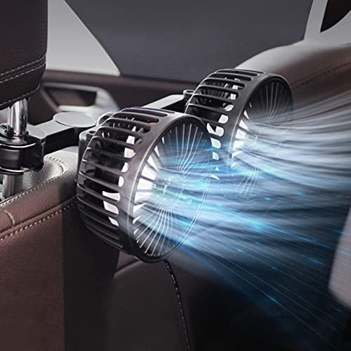 nediea Car Fan, Dual-head USB Car Fans With 3 Speeds, 10W 5V 2A Car Cooling Fans For Rear Seat Front Seat, Adjustable Clip Lock, 360° Rotation Fans, Auto Cooling Fan For Vehicle
