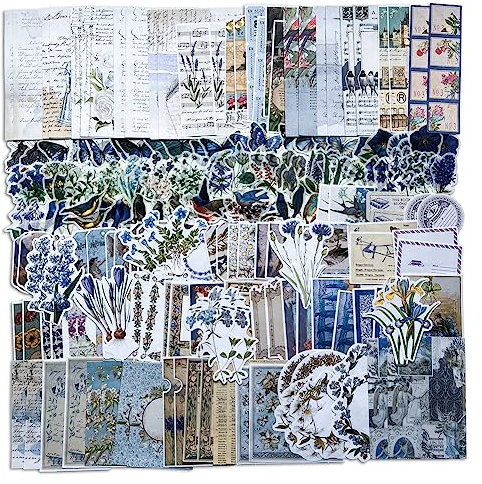 200 Stück Natur Blumen Aufkleber, Vintage Washi Sticker, Retro DIY Dekoration Aufkleber, Journal Aesthetic Vintage Sticker für Sammelalbum, Bullet Journaling, Scrapbook Zubehör