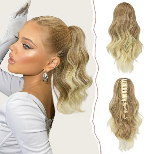 Sofeiyan Queue de Cheval Extension Naturel,30 cm Postiche Queue de Cheval | Blond Foncé à Blond Pâle Postiche Cheveux Naturel,Synthétique Queue de Cheval Pince pour Femmes Quotidien Fêtes Vacances