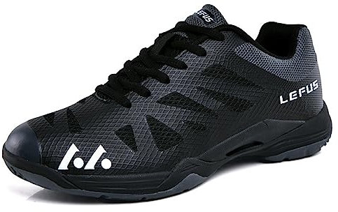 NGARY Badminton Schuhe für Erwachsene Herren leichte atmungsaktive Innenbereich -Sneakers für Tennis Tisch Tennis Racketball Squash Volleyball,Schwarz,42 EU