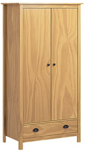 BULANED Kleiderschrank mit 2 Türen, Schlafzimmerschrank, Kleiderschränke, Garderobenschrank, Ordnungssystem Kleiderschrank, Haushaltsschrank, Hill Range 89x50x170cm Kiefer Massiv