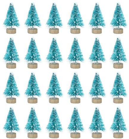 VALICLUD Christmas Tree, Mini Christmas Tree Decoration Tabletop, Pieces, Snow Frosted Tree with Wooden Base for Christmas Party Office Restaurant Home Decor (Teagle)