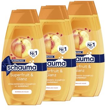 Schauma Schwarzkopf Shampoo Superfruit & Glanz, 2er Pack (3x 2x400 ml), mit Superfruit-Extrakt stärkt das Haar & verleiht einen natürlichen Glanz, silikonfrei & vegane Formel