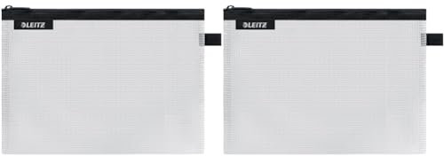 Leitz WOW Reise Zip-Beutel, durchsichtig, Ideal zur Organisation auf Reisen und im Handgepäck, Wasserabweisend, Mittel, 24 x 17 cm, Schwarz, 40250095 (Packung mit 2)