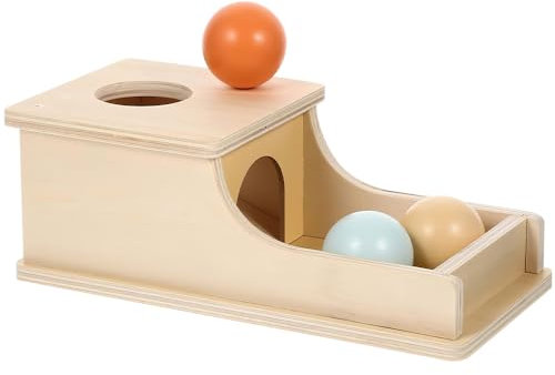 Lotvic Montessori Object Permanence Box, Ball Drop Toy with Wooden Activity Cube, 12 Month Old Toys with 1 Ball Drop Box and 3 Round Balls, Educational Baby Montessori Toys for Babies 6-12 Months