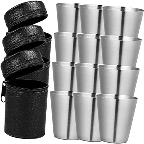 HEMOTON Set Di 3 Bicchieri Da Birra in Metallo Bicchieri Da Vino Da Campeggio Allaperto Con Custodia Per Il Viaggio