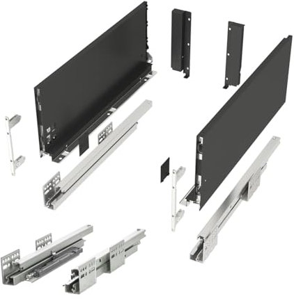 SOTECH Schubladensystem JUNKER SLIM mit Push to Open (anthrazit, Höhe 167 mm, Tiefe 400 mm, bis 35 Kg belastbar) Schubkastensystem mit 13 mm schlanken Schubladenzargen