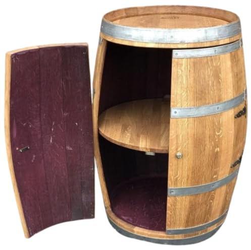 Fass-Schmiede Weinfass Bar mit großen Türen und Einlegeboden Bartisch Minibar (Geölt)