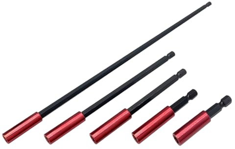 Saipor 5tlg Magnetischer Bithalter, 50/60/100/150/300mm, 1/4'' Zoll Sechskant-Schaft, Bit-aufnahme Schlagschrauber für Bohrschrauber