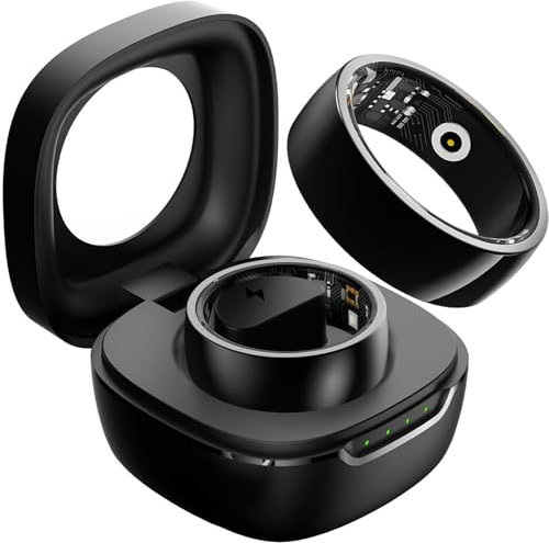 Smart Ring Android Fitness Tracker Ring Smartringe für Herren Damen Smart Ring Herzfrequenz Wasserdicht Smartring mit Schrittzähler Schlaftracker Ring iOS Smart Workout Fitness Ring Edelstahl