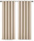Yorkshire Bedding Blackout Eyelet Curtains 66x90 Inch Super Soft Thermal Insulated Cream Curtains for Bedroom Darkening Panels + 2 Tiebacks
