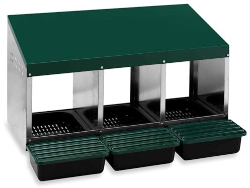 Agrarzone Legenester für Hühner 3 Abteile - Robustes Hühner Legenest mit Auffangschale & Lüftungsgitter - Hühnernest Abrollnest für Wandmontage