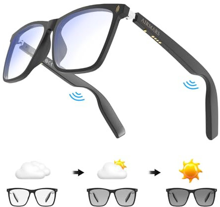 AIRMARS SG8 Smart Glasses for Men and Women, Bluetooth Sunglasses with Speaker and Microphone, Photochromic, Blue Light Filter & Polarized Lens, UV Protection, Bluetooth 5.4 Support Voice Assistant