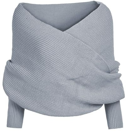 Weihnachtspullover Schal Mit Ärmeln Strick Elegante Ärmelschal Winter Warm Gestrickt Schals Umhang Einfarbig Wrap Schal Shawl Cape Strickschals Elastizität Mode Pulloverschal Freizeit Sweater Scarf